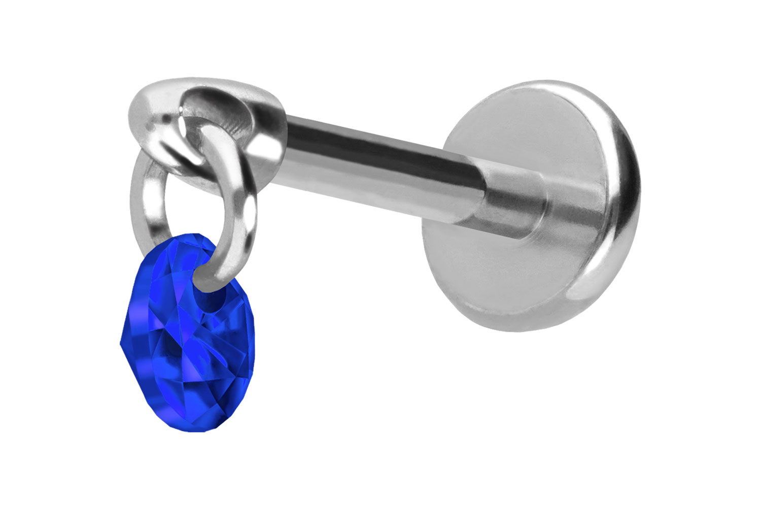 Titan Labret Piercing mit Push Fit RUNDER KRISTALL